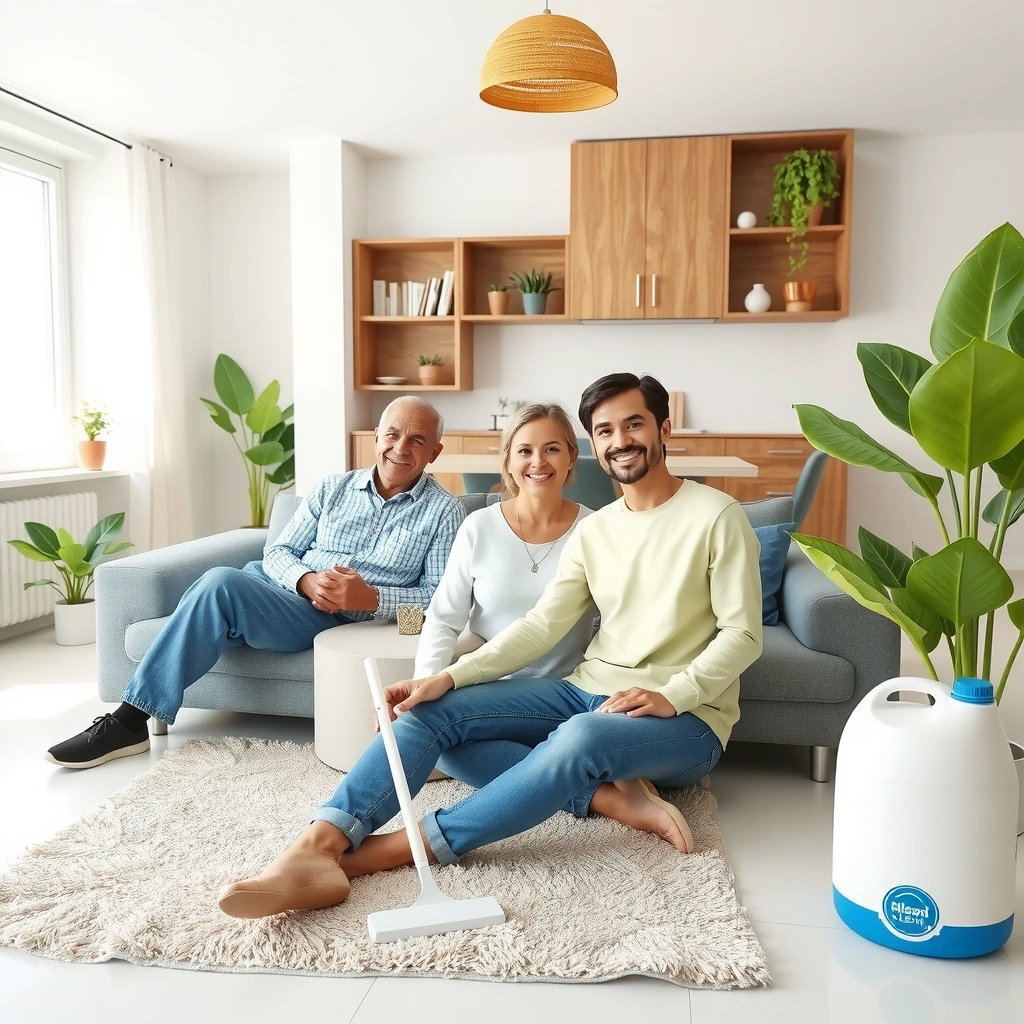 Happy customers in a clean, well-maintained home